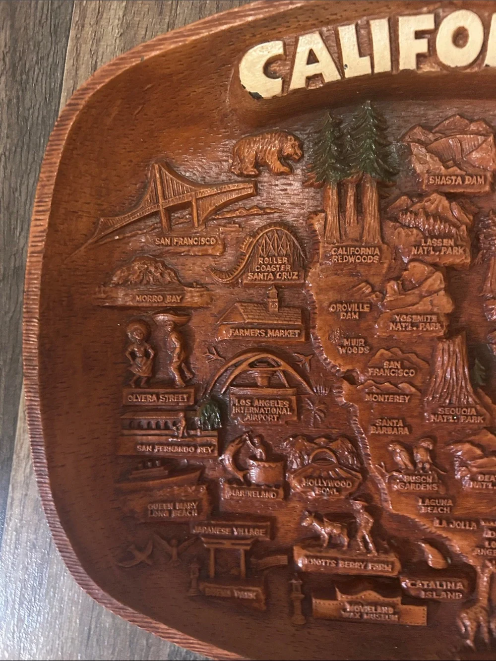 Vintage Asmco California Embossed Leather Trinket tray wall decor also’